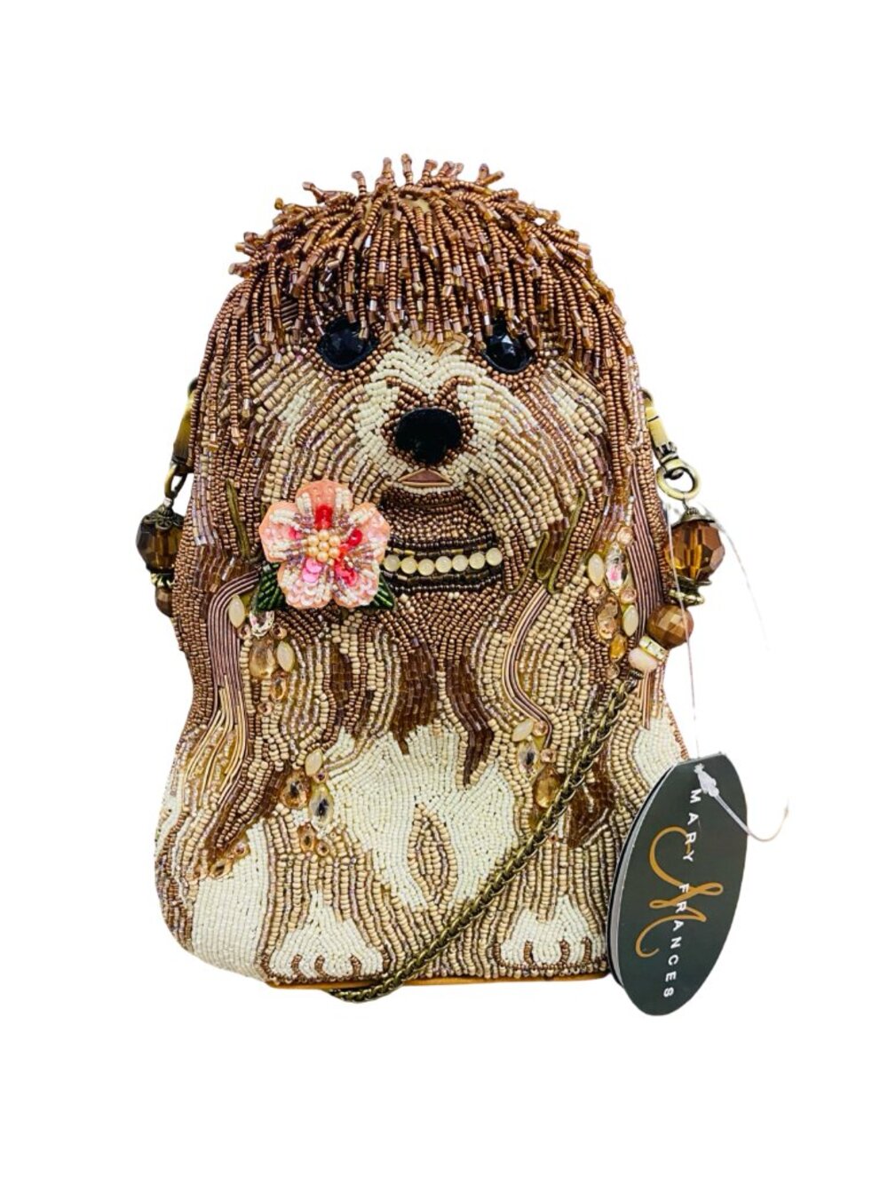 Mary Frances NWT Rezzy Beaded Havanese Puppy Dog Novelty Crossbody Bag 🐶🌸